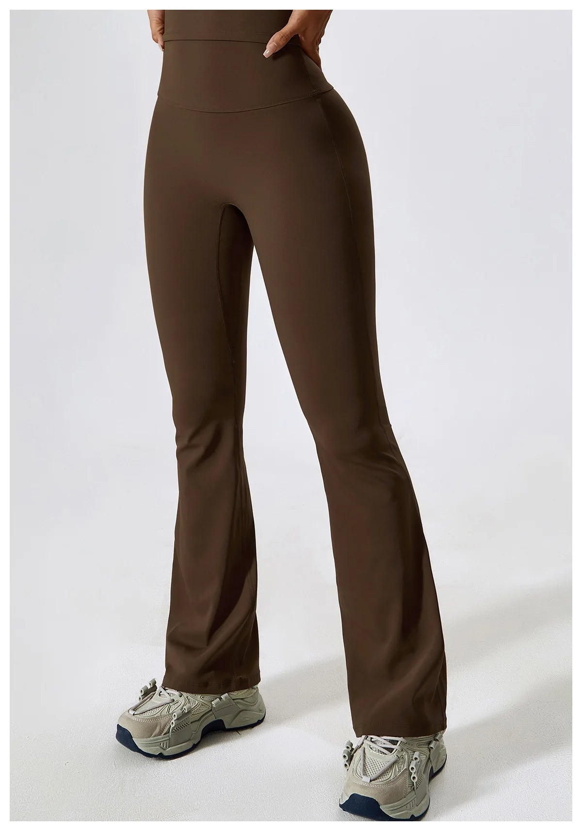 Women’s Seamless Flare Leggings Set – Long Sleeve Crop Top & Pants