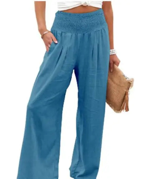 Women’s Drawstring Wide Leg Pants – Lightweight Casual Beach Trousers