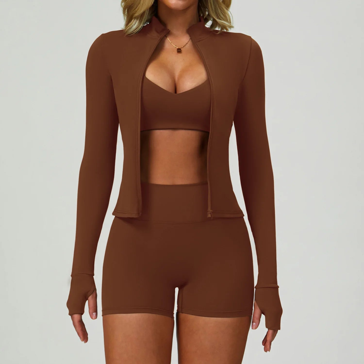 Women’s 2–3 Piece Yoga Set – Sports Bra, High-Waist Shorts & Leggings