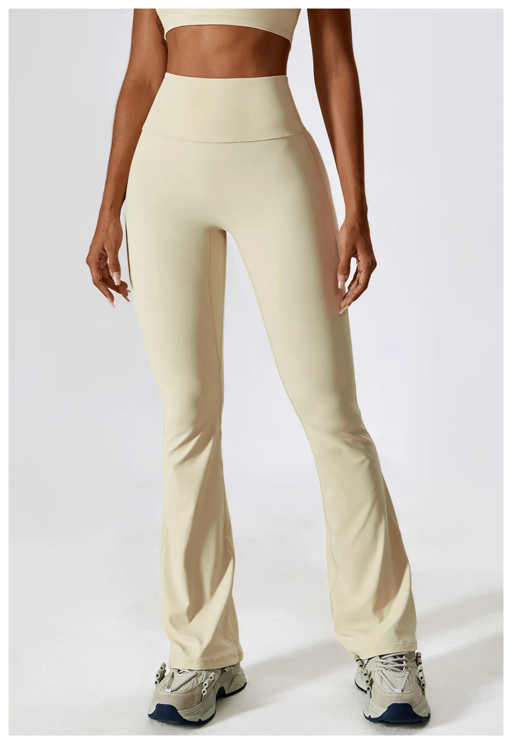 Women’s Seamless Flare Leggings Set – Long Sleeve Crop Top & Pants