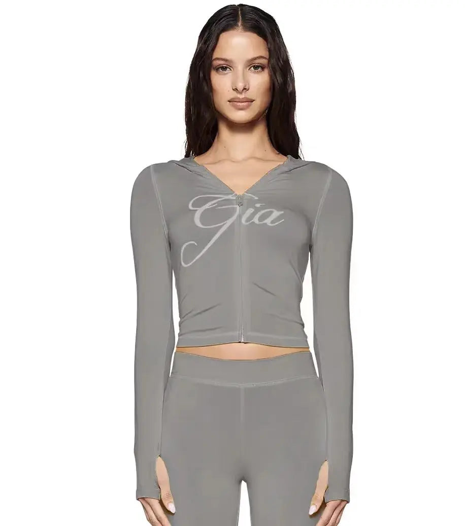 Gia Slim Fit Hooded Tracksuit – Zip-Up Jacket & Pants Set