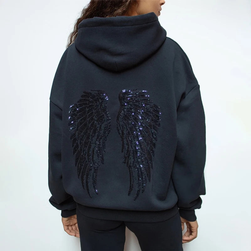Women’s Angel Wings Hoodie – Y2K Oversized Streetwear Sweatshirt