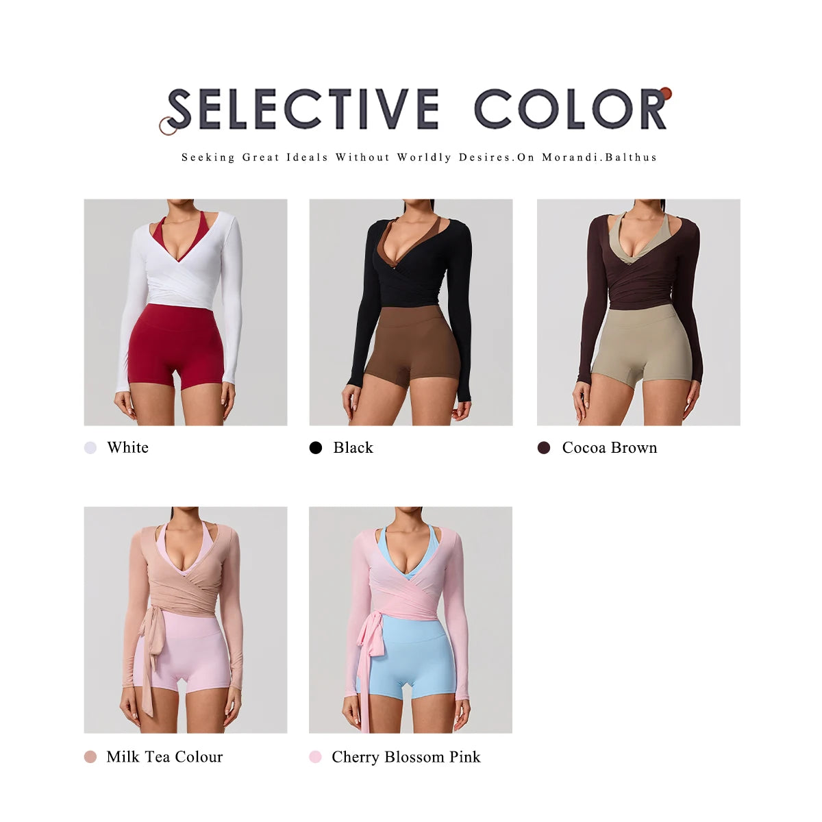 Women’s Wrap Yoga Top – Long Sleeve V-Neck Tie Waist Activewear