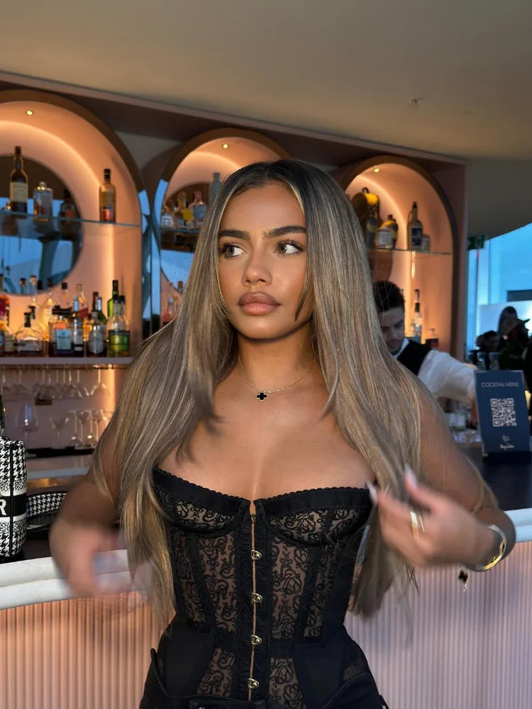 Women’s Lace Corset Top – Strapless Slim Fit Bustier (Sexy Street Style)