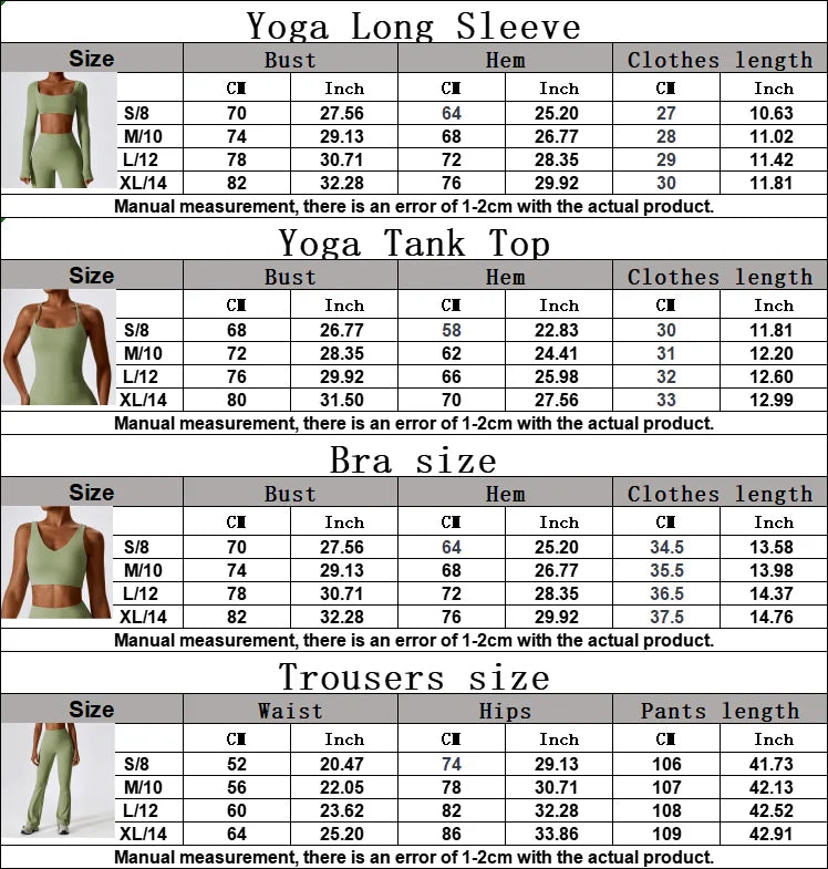 Women’s Seamless Flare Leggings Set – Long Sleeve Crop Top & Pants