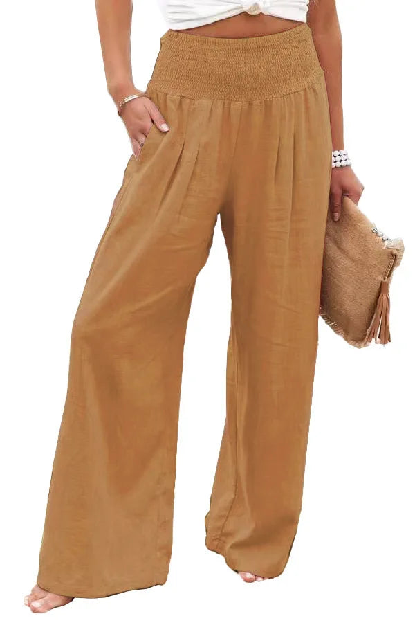 Women’s Drawstring Wide Leg Pants – Lightweight Casual Beach Trousers