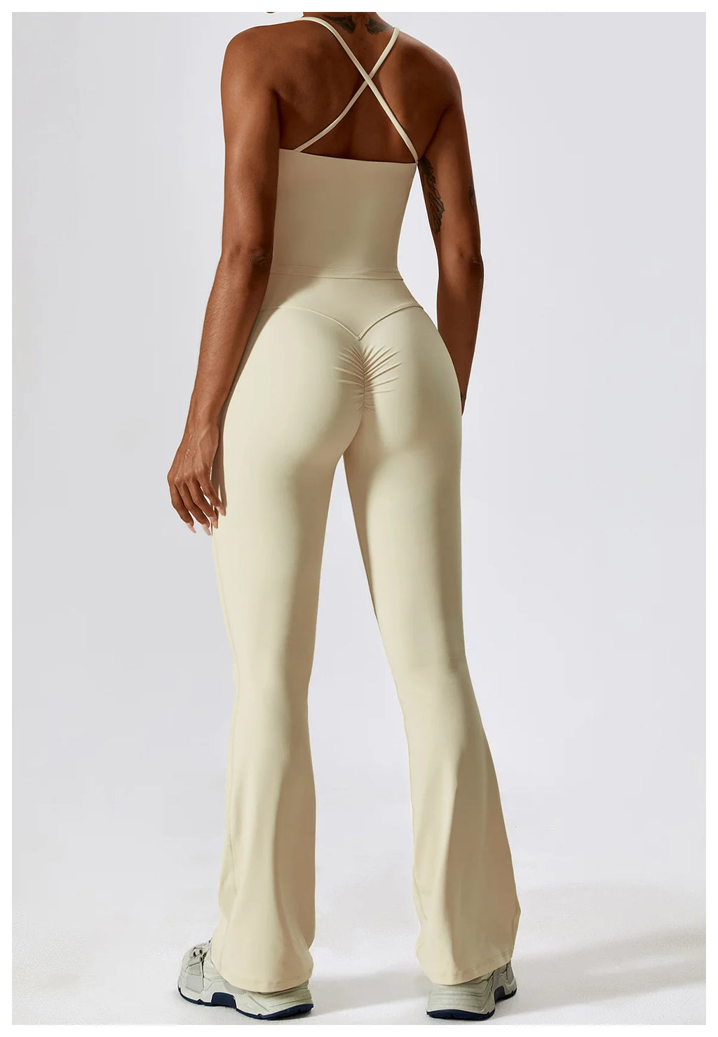 Women’s Seamless Flare Leggings Set – Long Sleeve Crop Top & Pants