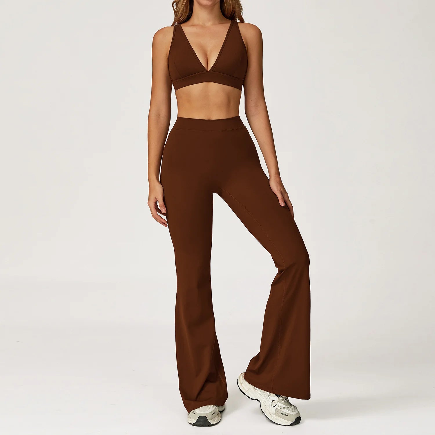 Women’s 2-Piece Yoga Set – Sports Bra & High-Waist Shorts/Leggings