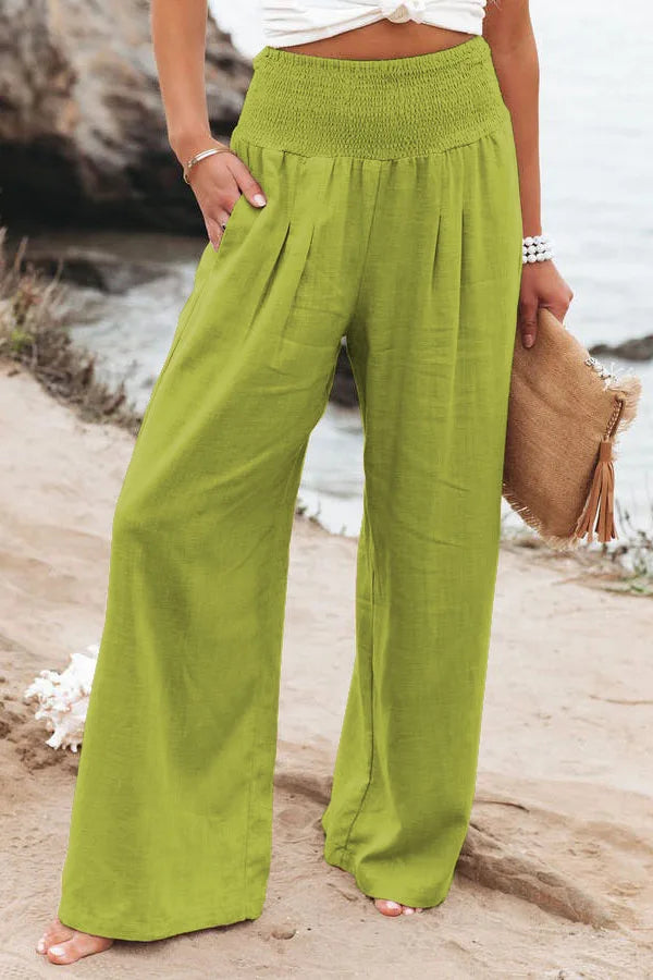 Women’s Drawstring Wide Leg Pants – Lightweight Casual Beach Trousers
