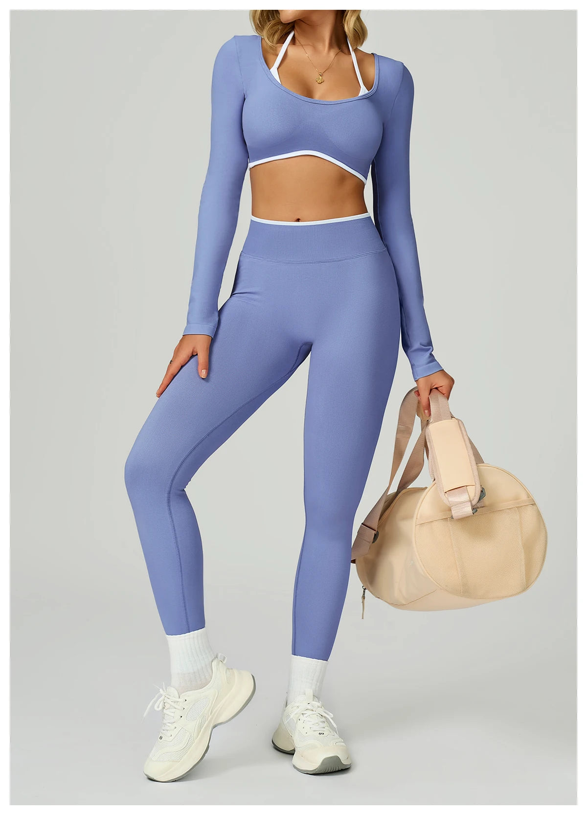 Women’s Long Sleeve Crop Top – Seamless Fitness & Yoga Shirt