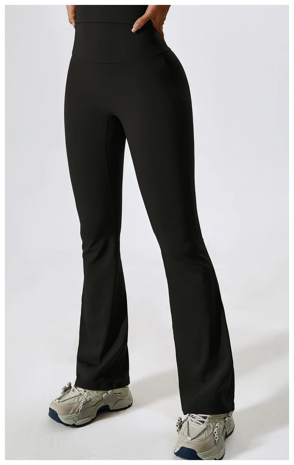 Women’s Seamless Flare Leggings Set – Long Sleeve Crop Top & Pants