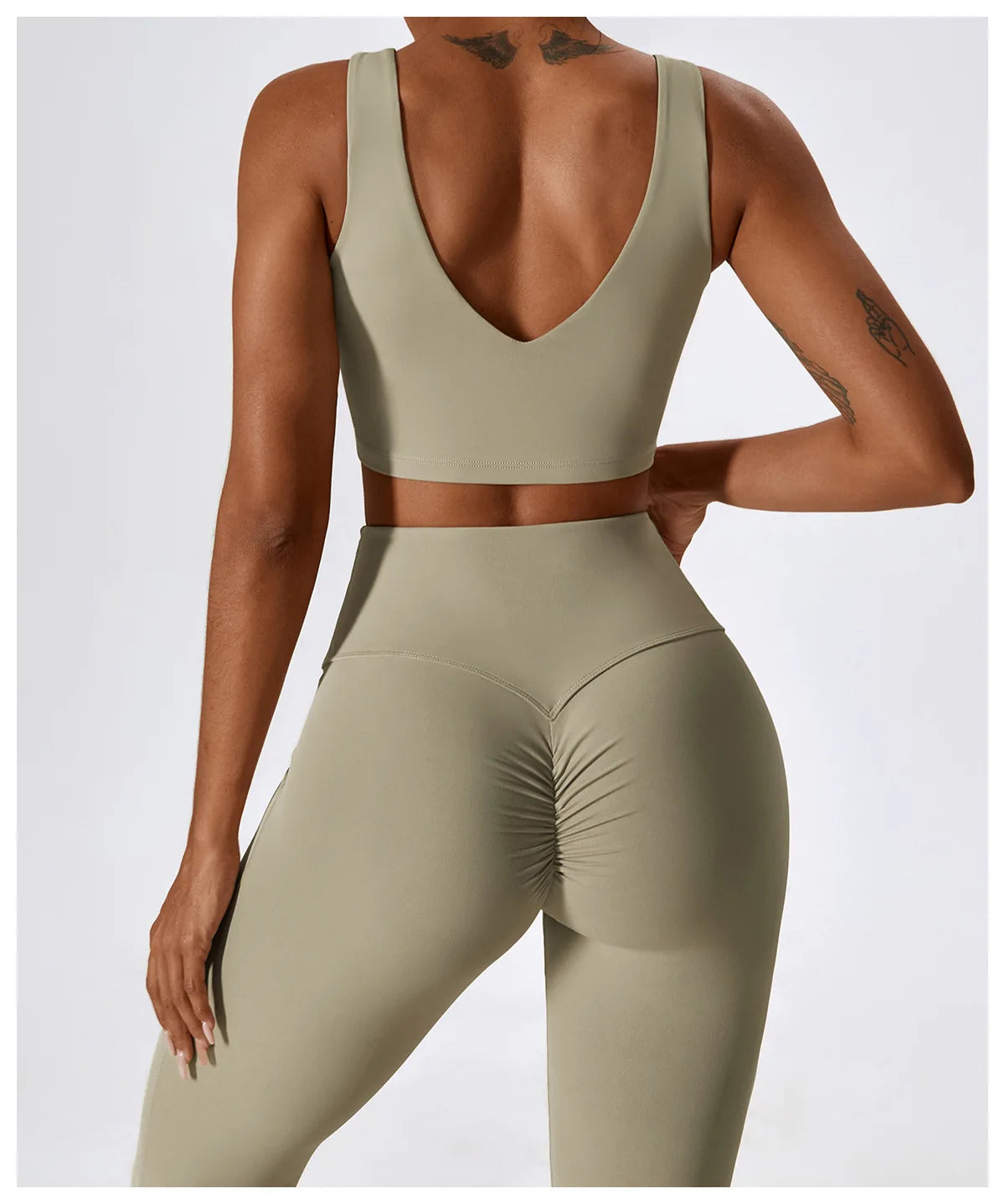 Women’s Seamless Flare Leggings Set – Long Sleeve Crop Top & Pants