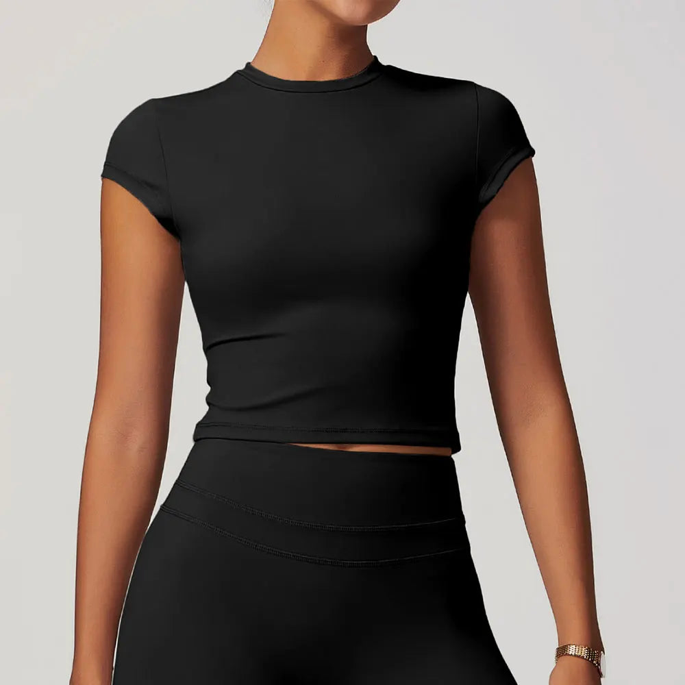 Women’s Seamless Active Wear Set – Crop Top & High-Waist Shorts/Leggings