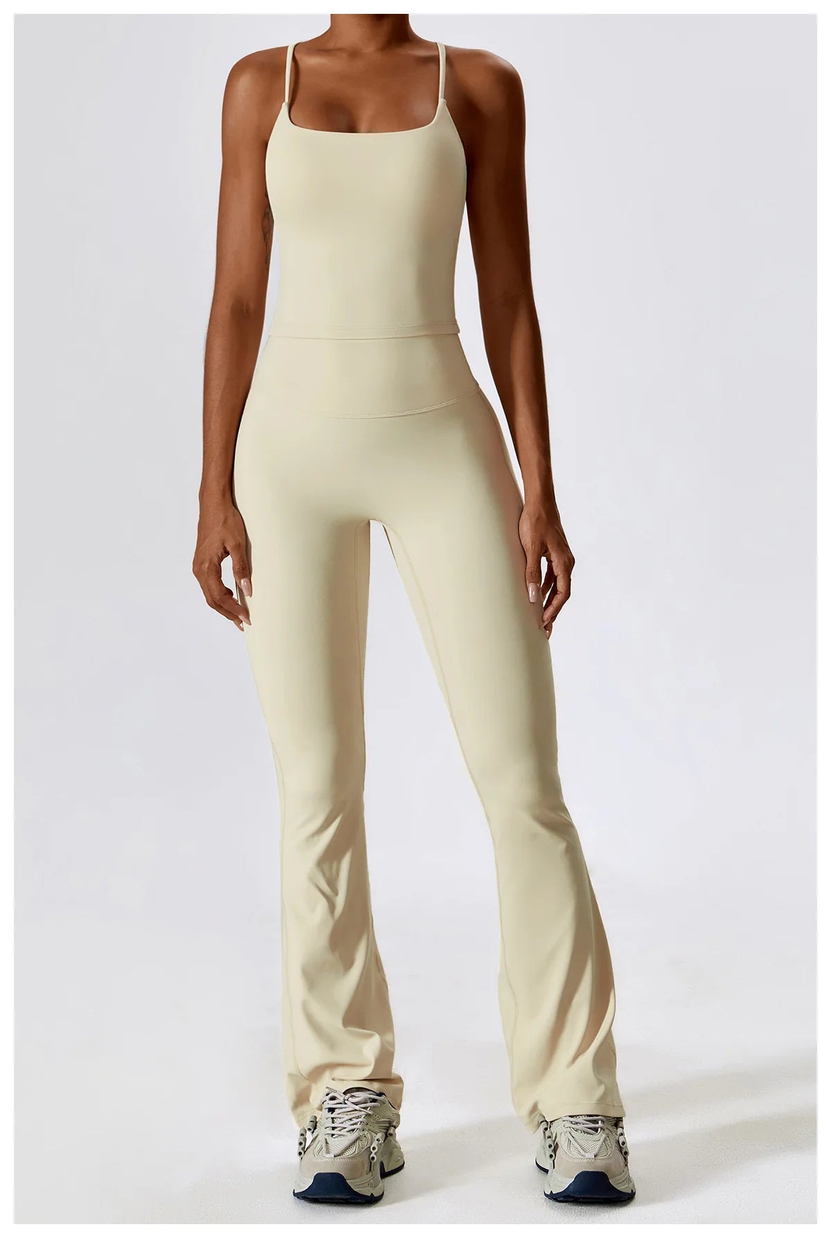 Women’s Seamless Flare Leggings Set – Long Sleeve Crop Top & Pants