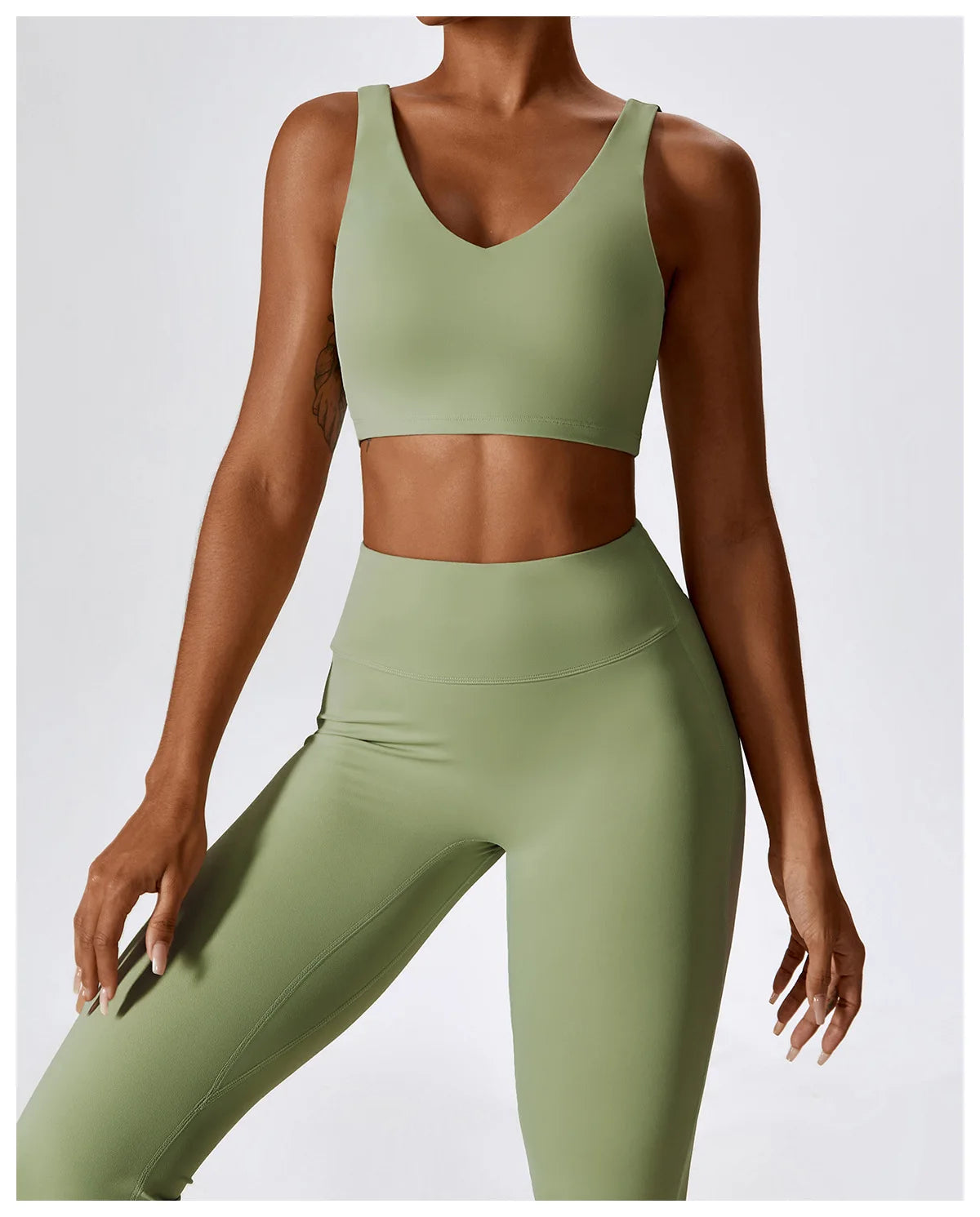 Women’s Seamless Flare Leggings Set – Long Sleeve Crop Top & Pants