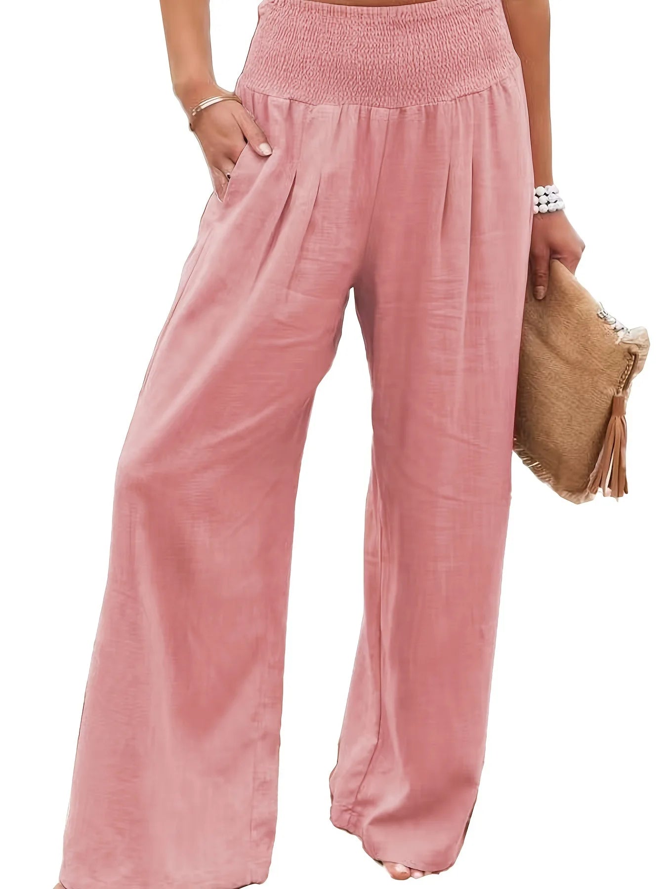 Women’s Drawstring Wide Leg Pants – Lightweight Casual Beach Trousers