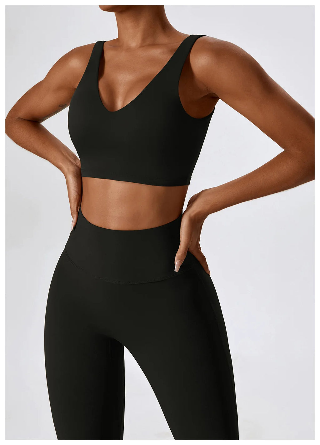 Women’s Seamless Flare Leggings Set – Long Sleeve Crop Top & Pants