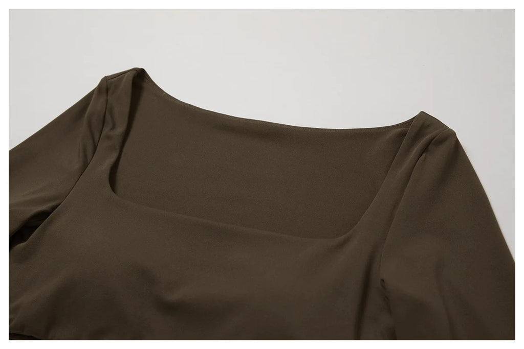 Women’s Seamless Flare Leggings Set – Long Sleeve Crop Top & Pants