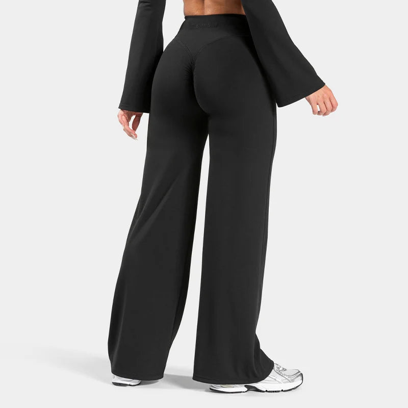 Women’s Scrunch Butt Wide Leg Pants – High-Waisted Flare Yoga & Lounge Pants