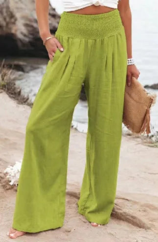 Women’s Drawstring Wide Leg Pants – Lightweight Casual Beach Trousers
