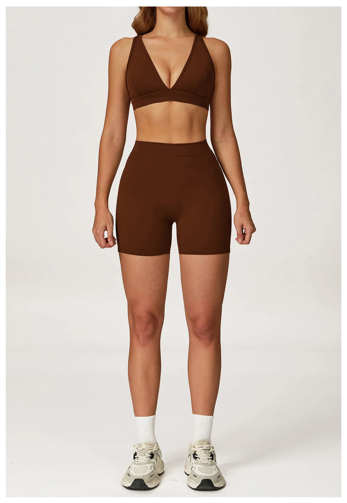 Women’s 2-Piece Yoga Set – Sports Bra & High-Waist Shorts/Leggings