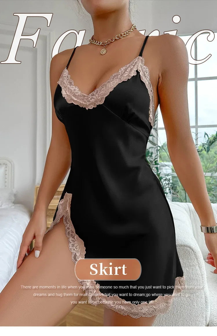 Leopard Print Night Dress – Lace Trim Slip